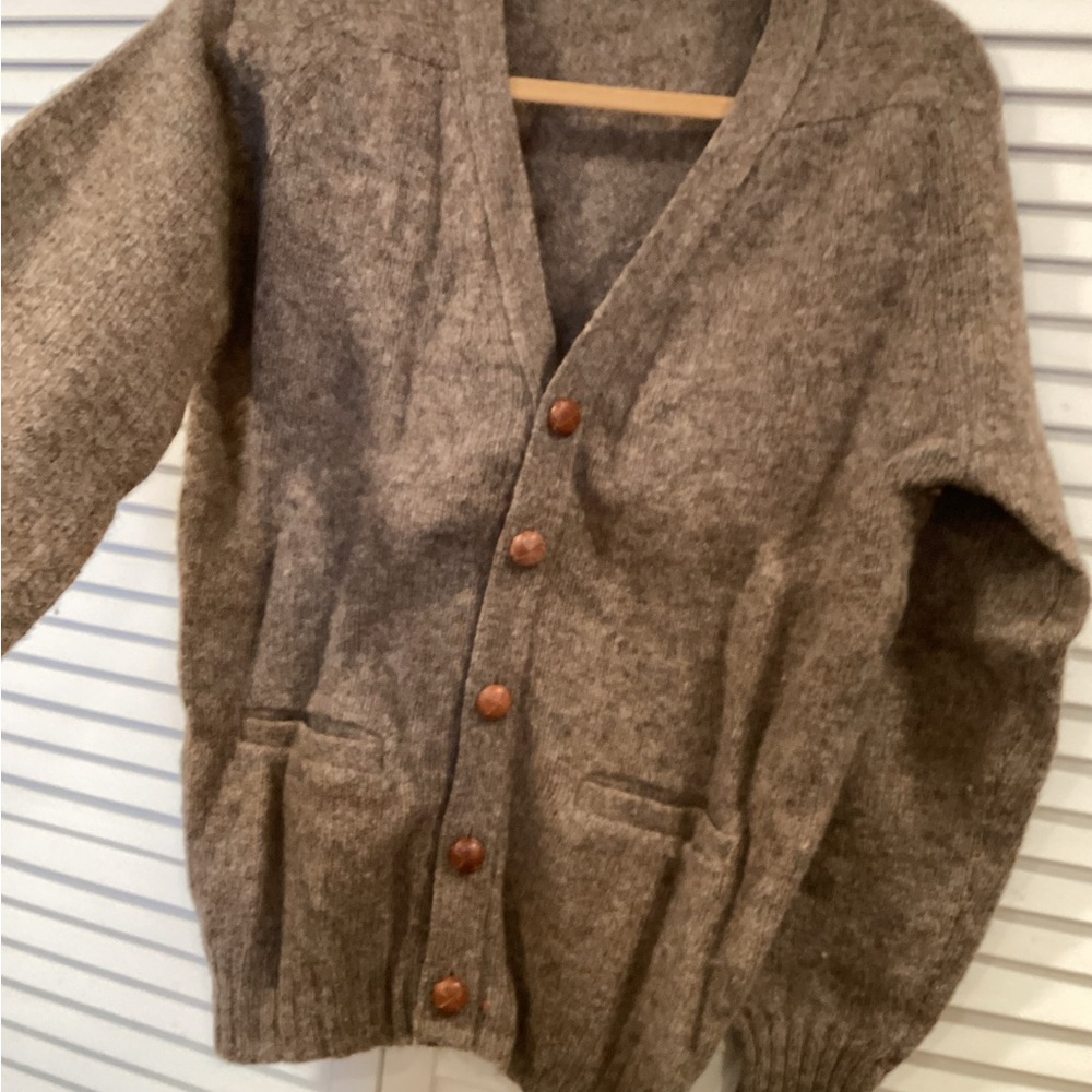 Saks Fifth Avenue Vintage Brown Tweed Cardigan 1960s Rare 100% wool RARE - Picture 2 of 13